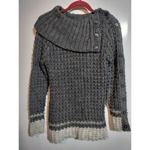 Ann Taylor Loft gray knit turtleneck sweater Wool & Alpaca Blend Medium Petite